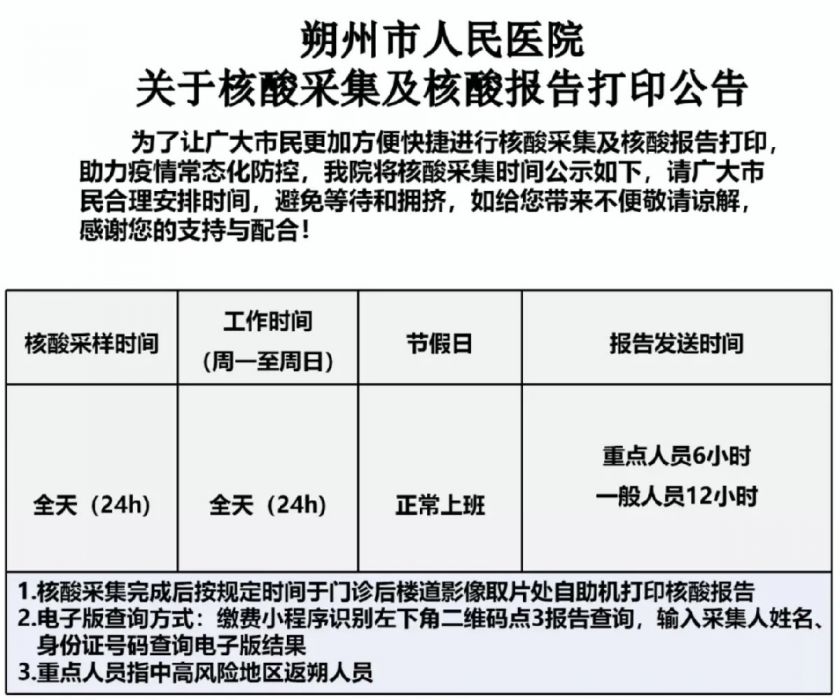 朔州市人民医院核酸采集和核酸报告打印公告