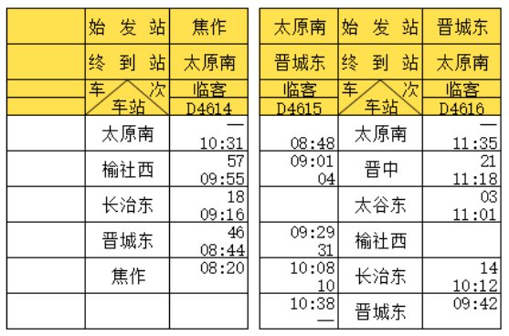 郑太高铁运行时刻表