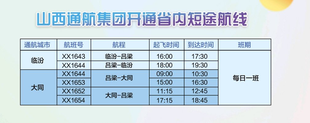 吕梁机场11月5日起恢复征收燃油附加费