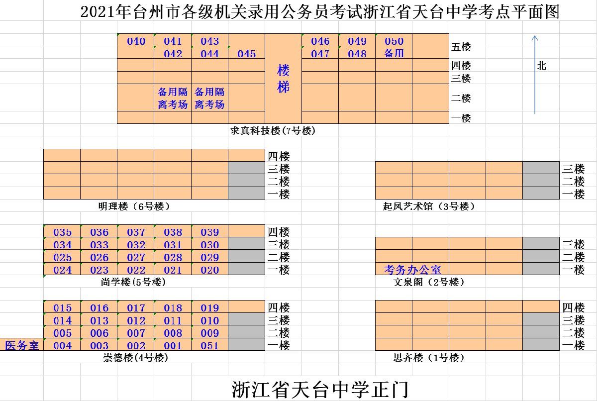 2021浙江公务员考试台州考场示意图汇总