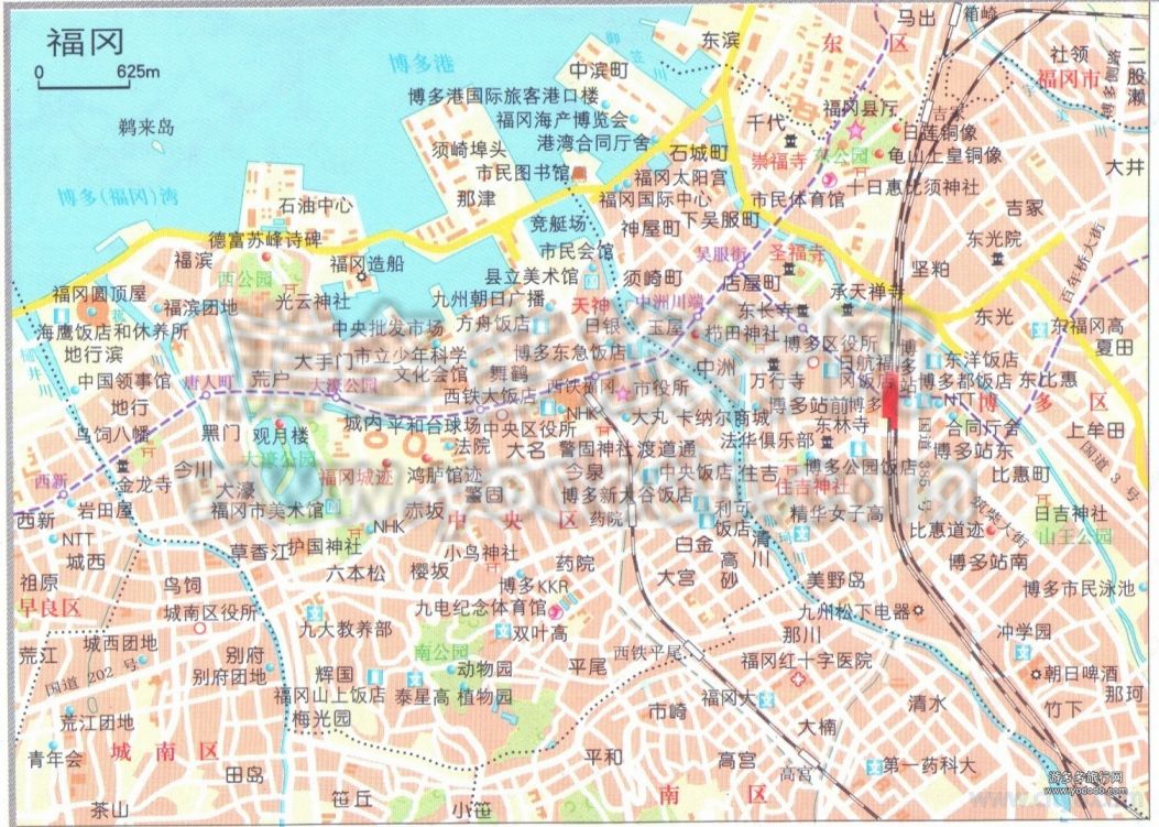 日本福冈地图高清大地图图片