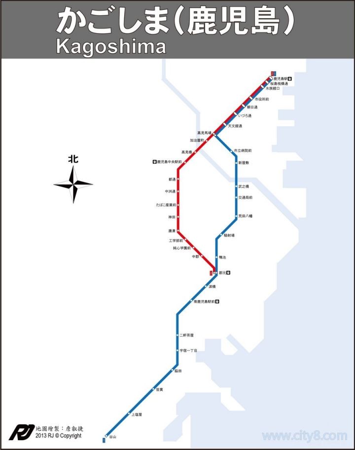 日本鹿儿岛地铁线路图高清版大地图