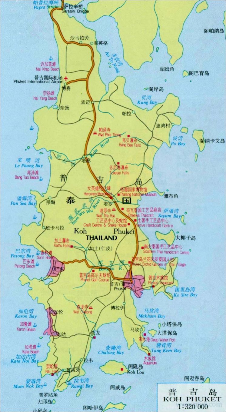 泰国普吉岛高清地图中文版
