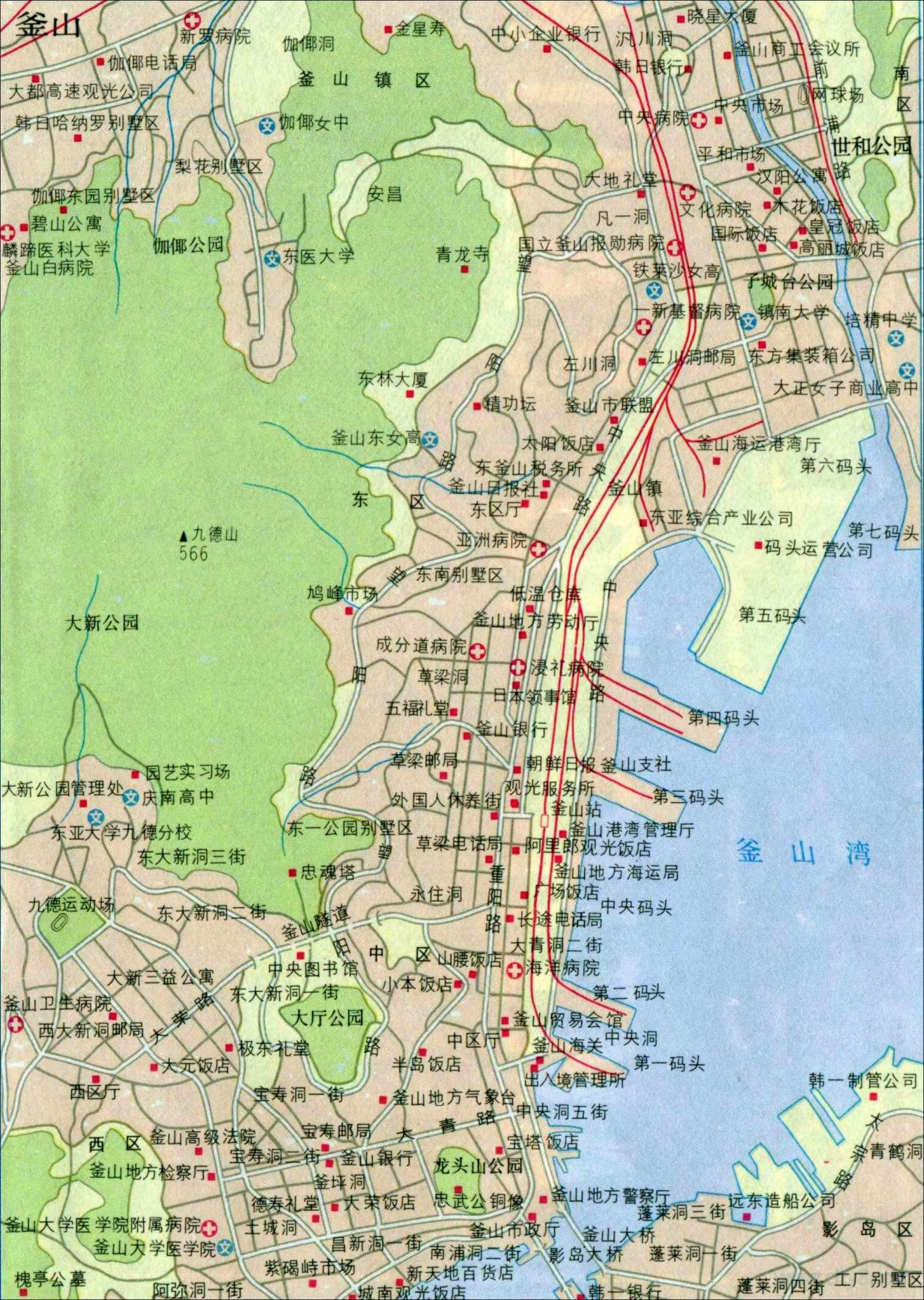 韩国釜山市高清地图中文版