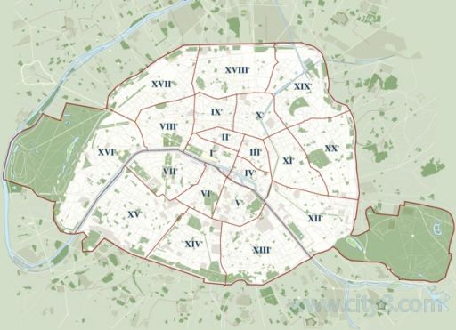 巴黎行政区地图