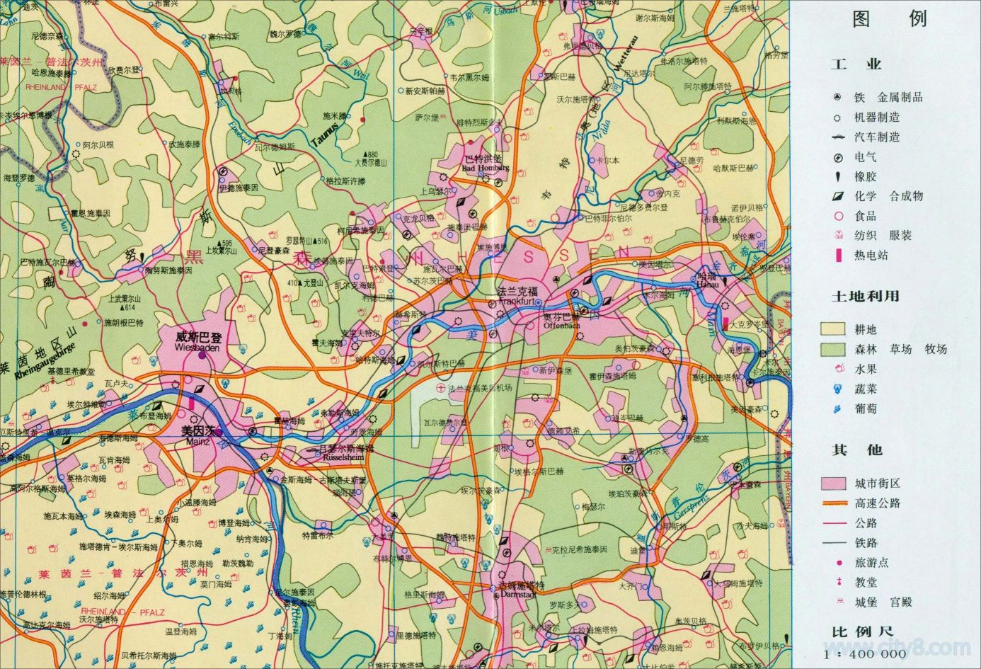 黑森州工业分布图高清版大地图(点击查看大图)