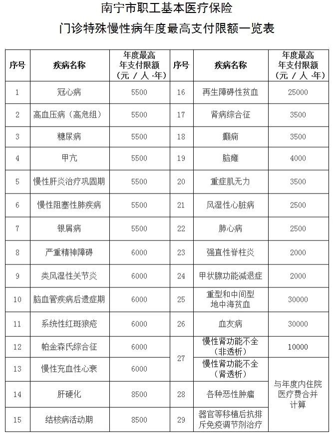 南宁职工医保待遇标准