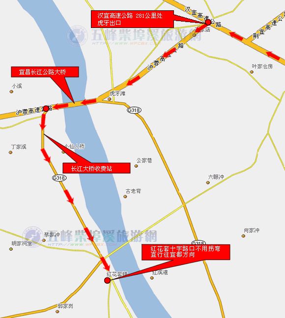 沪蓉高速往宜都方向线路示意图