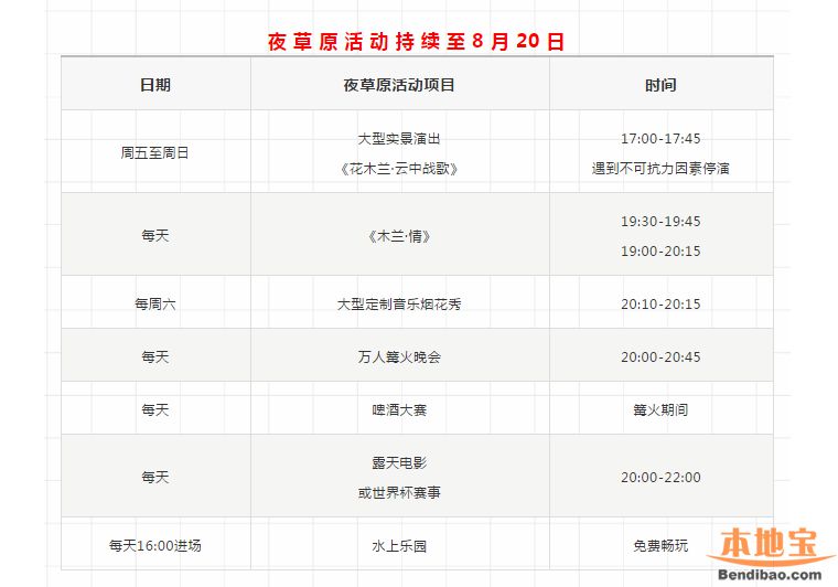 免费夜游武汉木兰草原水上乐园活动,持续到8月20日