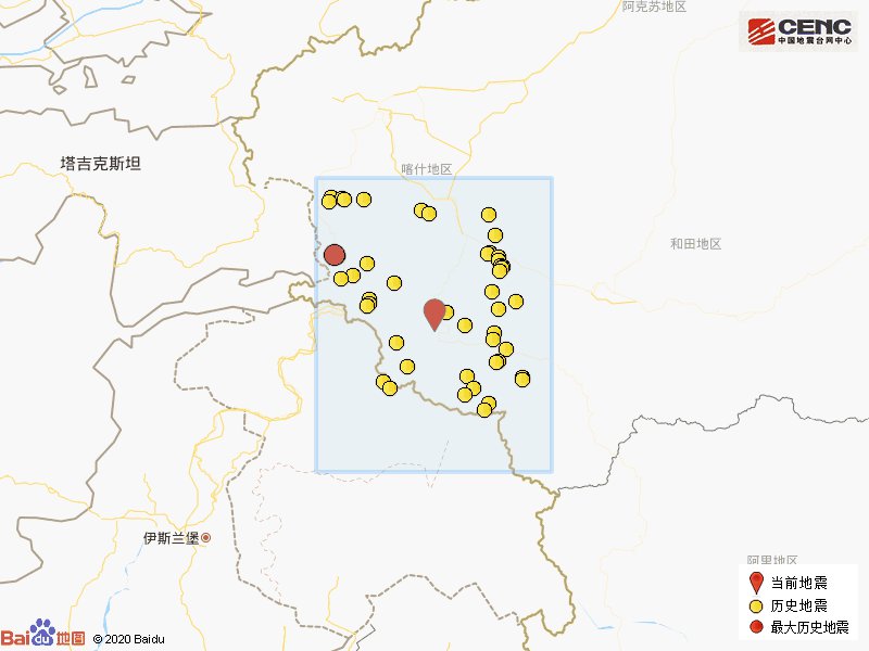 1月21日新疆喀什地区叶城县发生4.6级地震