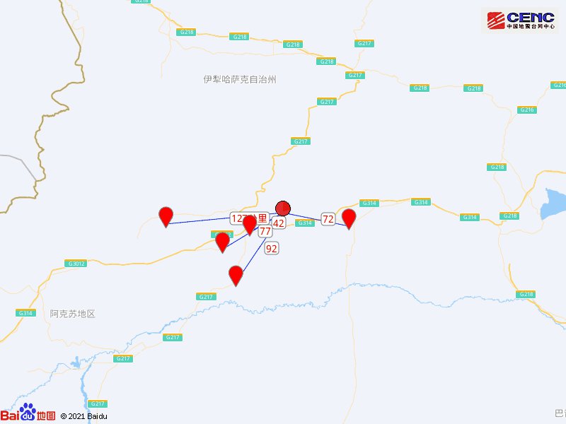 10月13日新疆阿克苏地区库车市发生41级地震