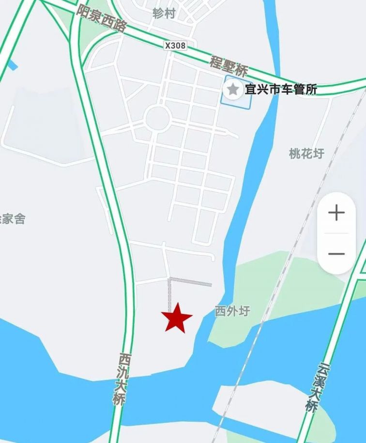 宜兴车管新建地址 规划   新建地址: 位于西氿大桥东北堍融达汽车城