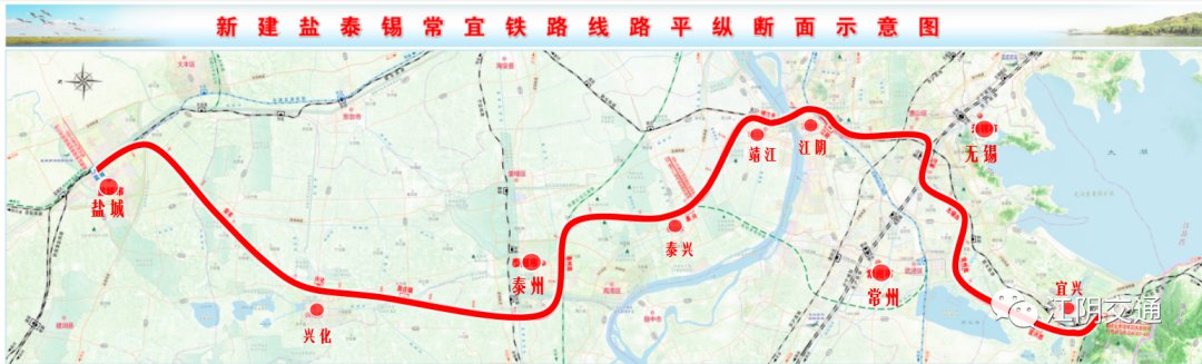 盐泰锡宜铁路江阴段最新线路图