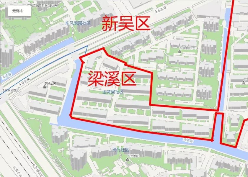 东风社区与梁溪区金海里社区网格边界图塘南路(伯渎港-金城路)段:新吴