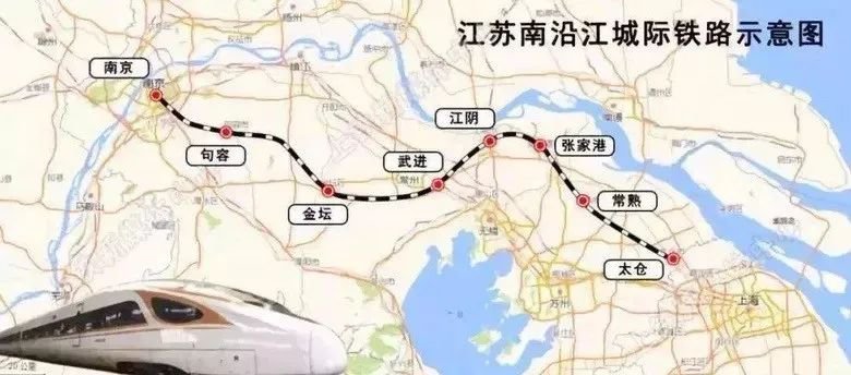 > 南沿江高铁江阴段路线   自南京南站引出,终至新建的沪通铁路太仓站