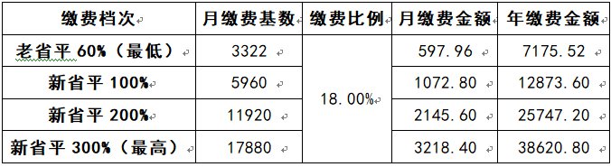 2020年7-12月温州灵活就业参保人员缴费基数