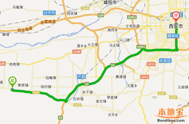 【点击图片可放大】自驾线路:关中环线—京昆高速公路—西安绕城