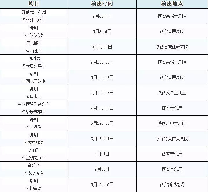 2018西安丝绸之路国际艺术节活动一览表