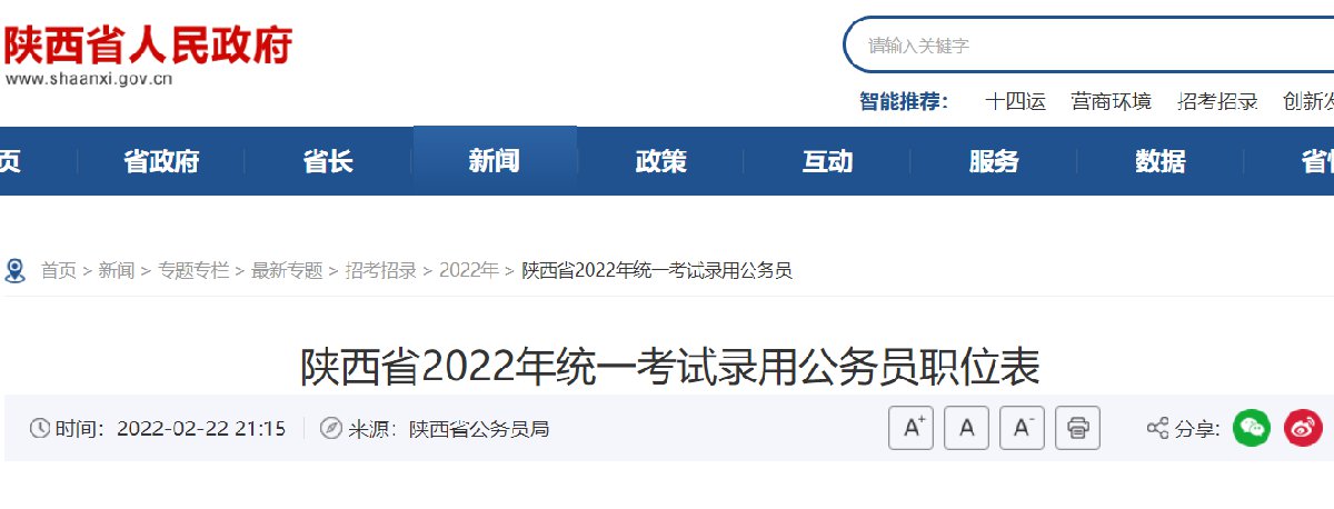2022陕西省考职位表
