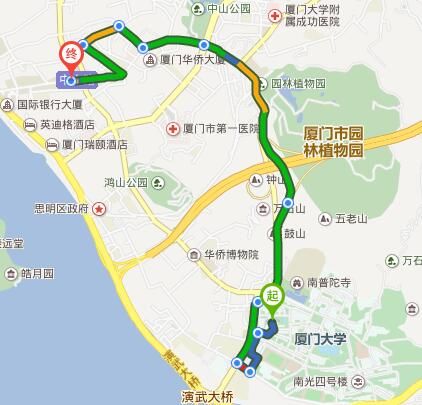 厦门大学游览路线图