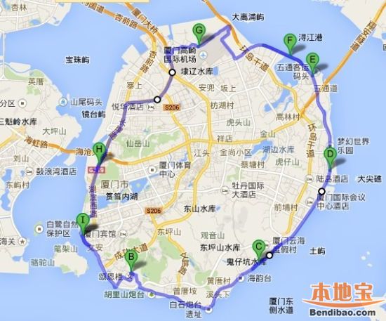 厦门环岛骑行路线图