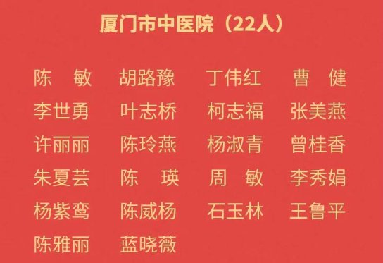 厦门援鄂医护人员全名单