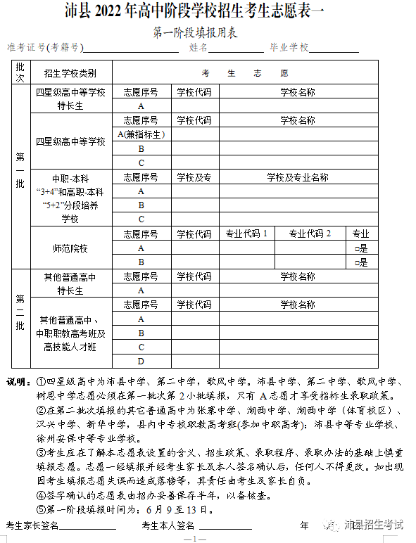 沛县2022年高中阶段学校招生实施办法