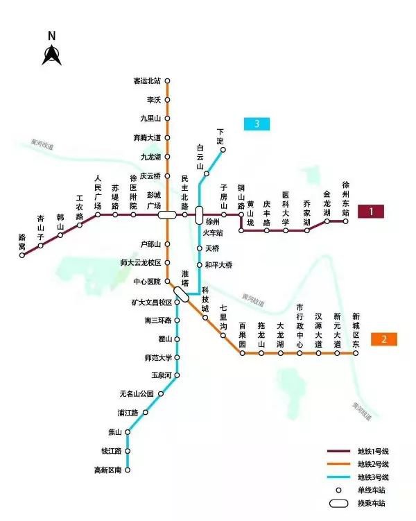 徐州地铁一号线站点地标及换乘公交