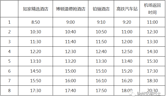 徐州市观音机场机场大巴最新时刻表(持续更新)