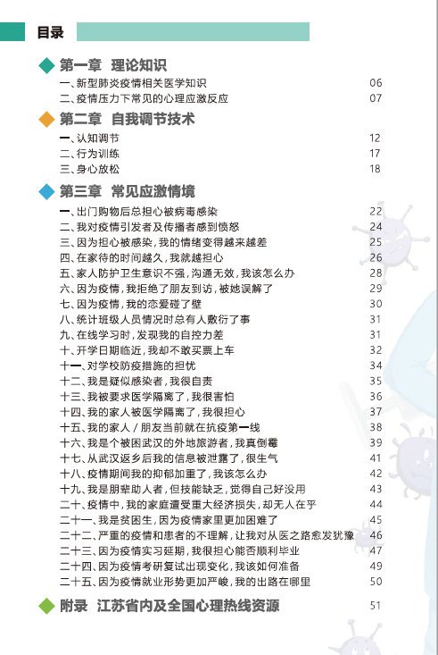 新型冠状病毒肺炎疫情防控江苏省大学生心理健康指导手册