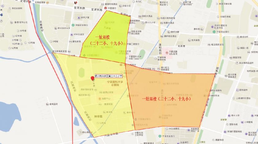 银川市兴庆区第二十二小学学区范围(附地图)