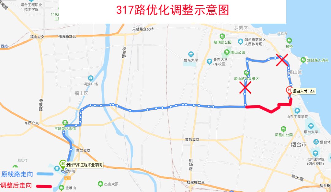 烟台317路公交车8月15起路线调整