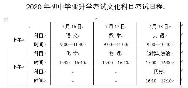 2020年扬州初二地理生物会考时间