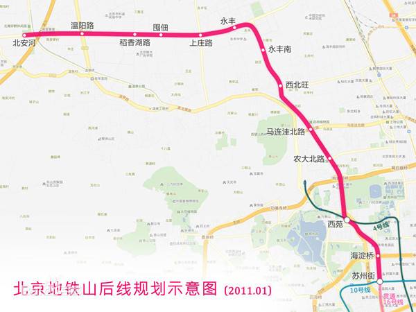 北京地铁山后线线路图