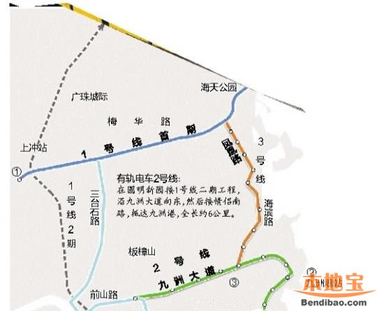 珠海有轨电车2号线线路图