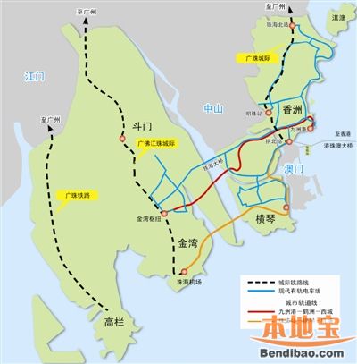 珠海有轨电车城际列车等交通线路规划