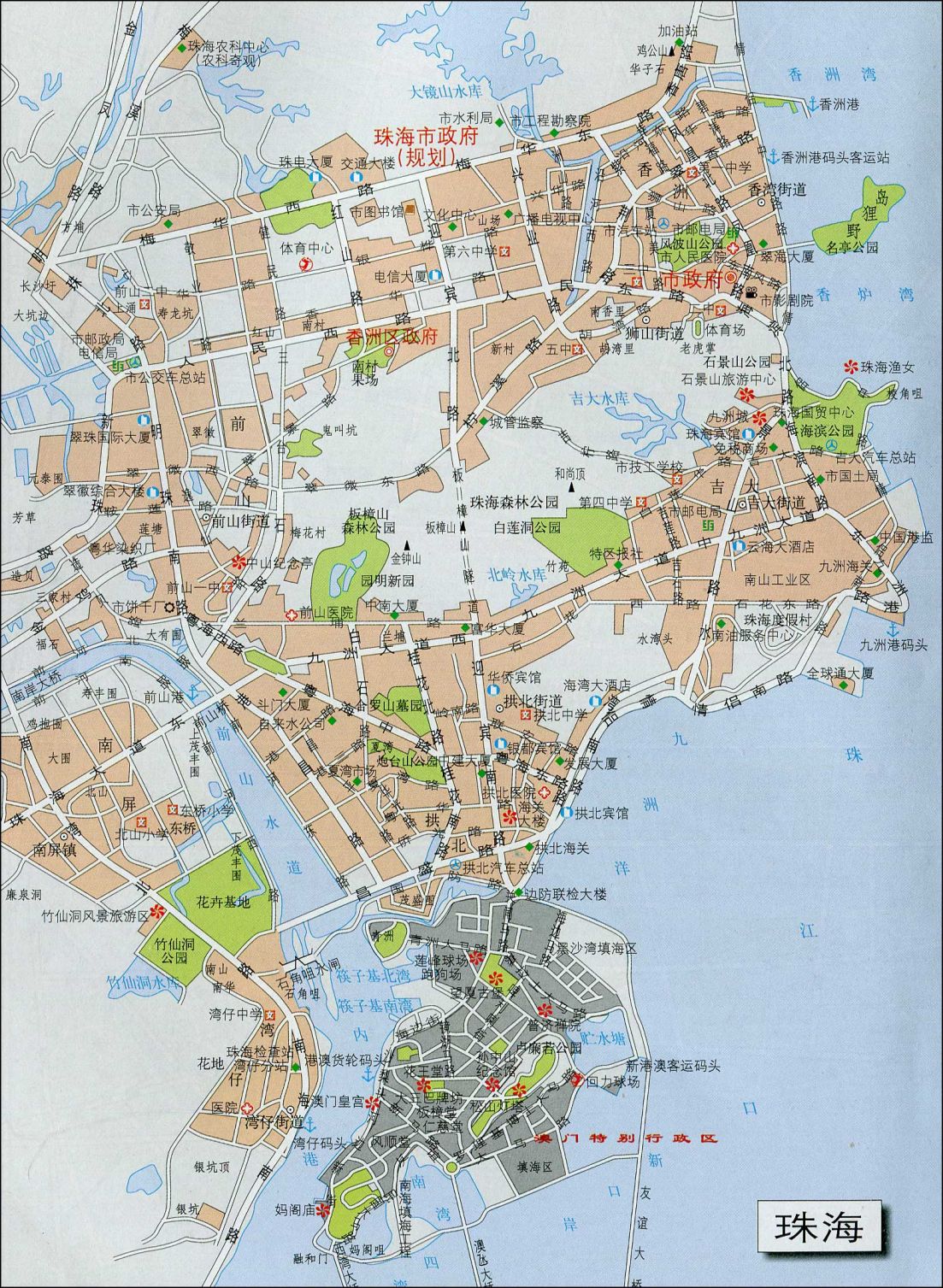 香洲区地图全图高清版- 珠海本地宝