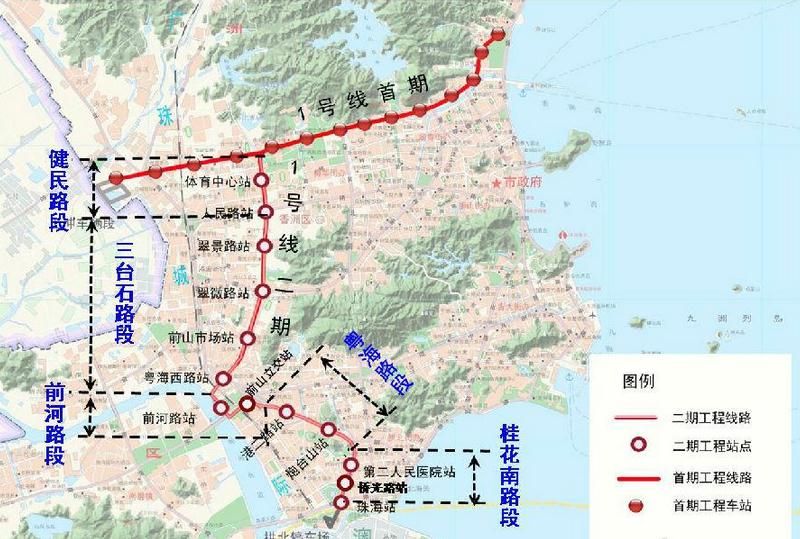 珠海有轨电车1号线二期工程线路图