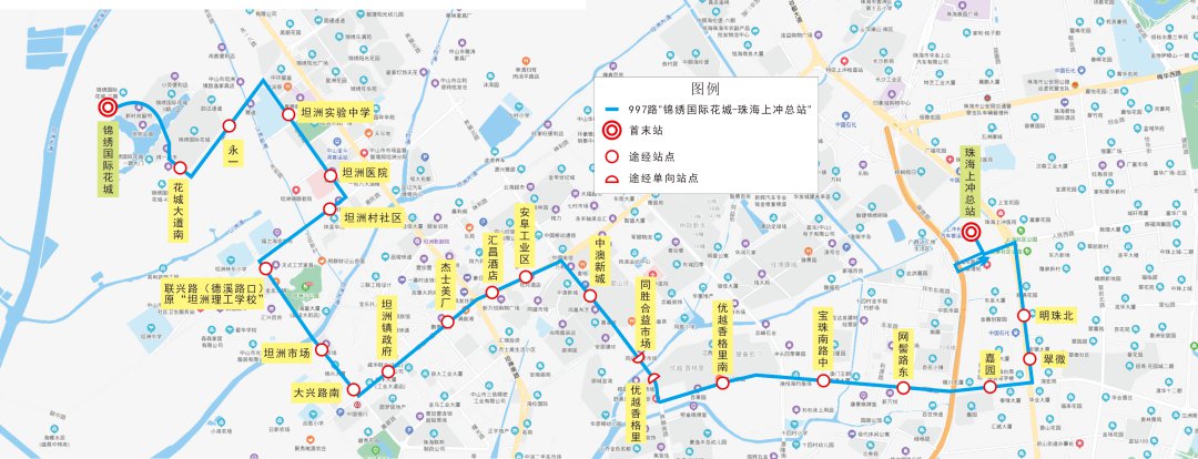 中山997路公交车路线图（附路线）