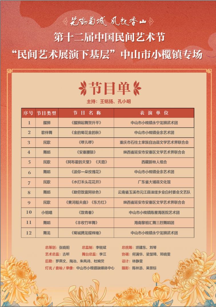 2020中国民间艺术节中山市小榄专场演出节目单