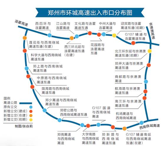 郑州绕城高速出入口分布图