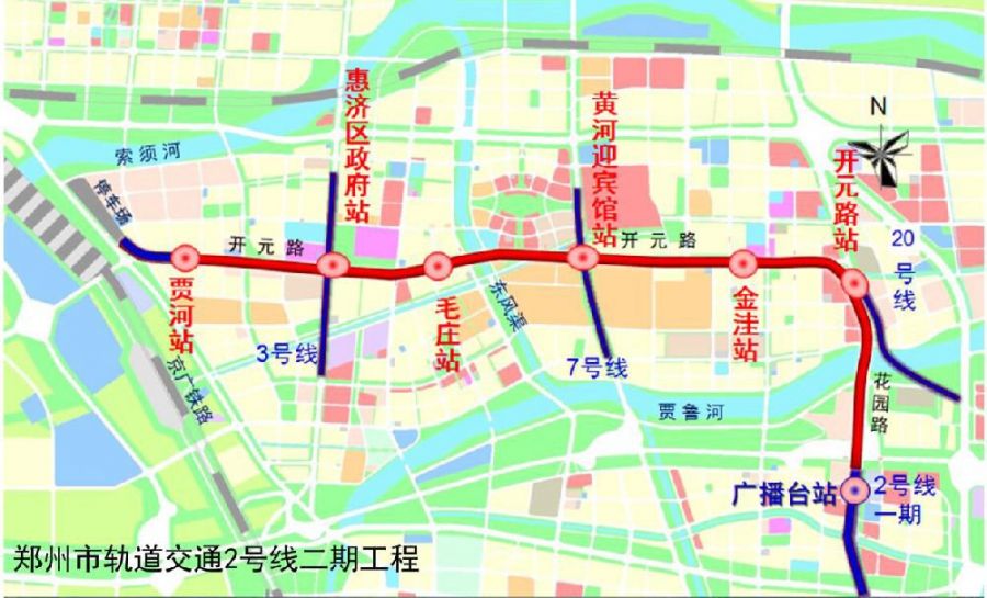 郑州地铁二号线二期线路图