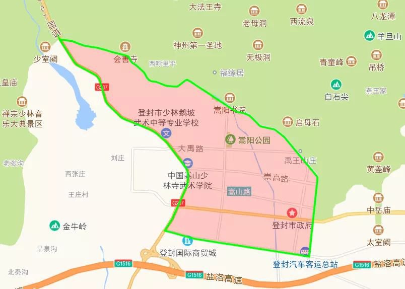 登封限行区域地图