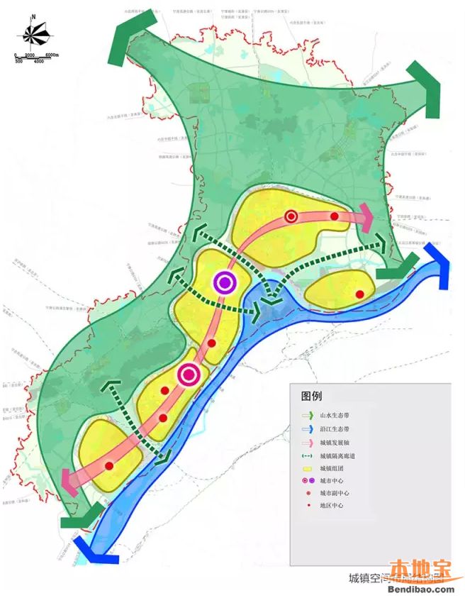 江北新区城镇空间布局/2030城镇体系结构图