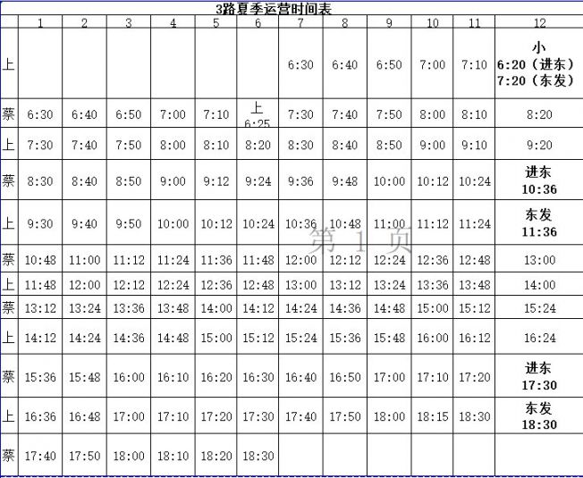 2020年北京密云区夏季公交车发车时间表