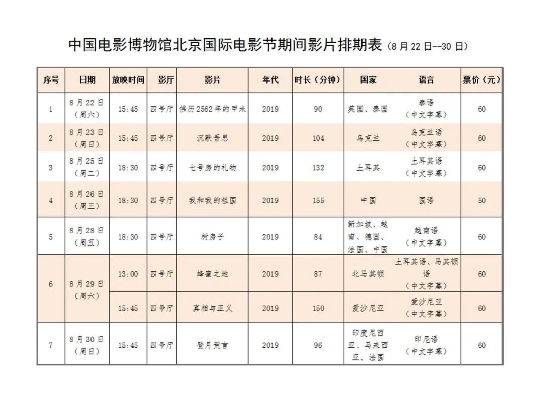 中国电影博物馆放映表图片