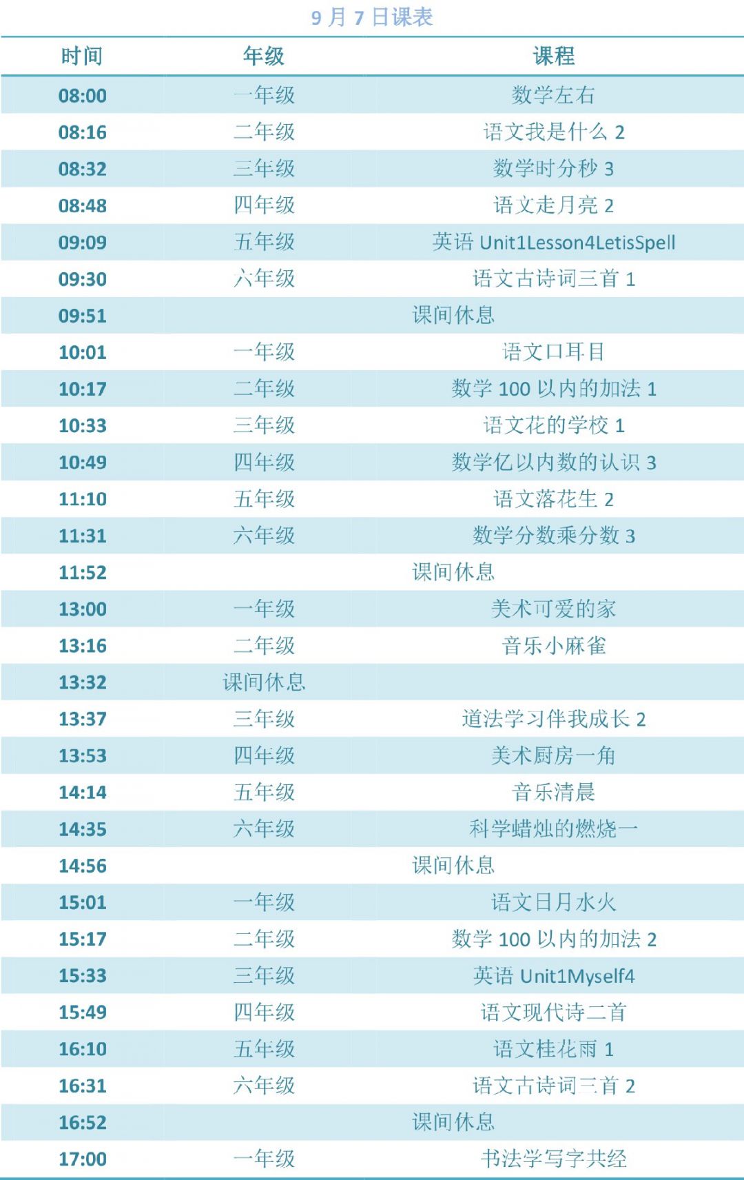 中國教育電視臺cetv2同上一堂課9月7日課程表