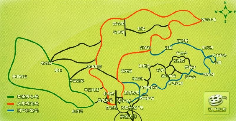 药王山旅游路线示意图图片