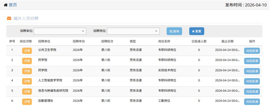 重庆医科大学编外聘用人员招聘公告（2026年4月）