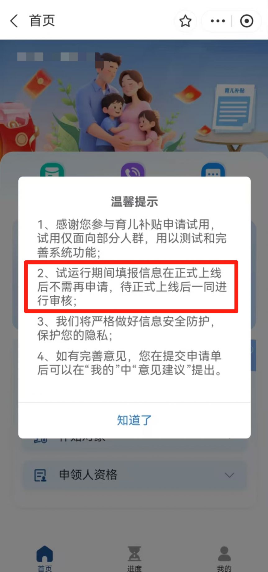 育儿补贴试运行邀约是什么意思？